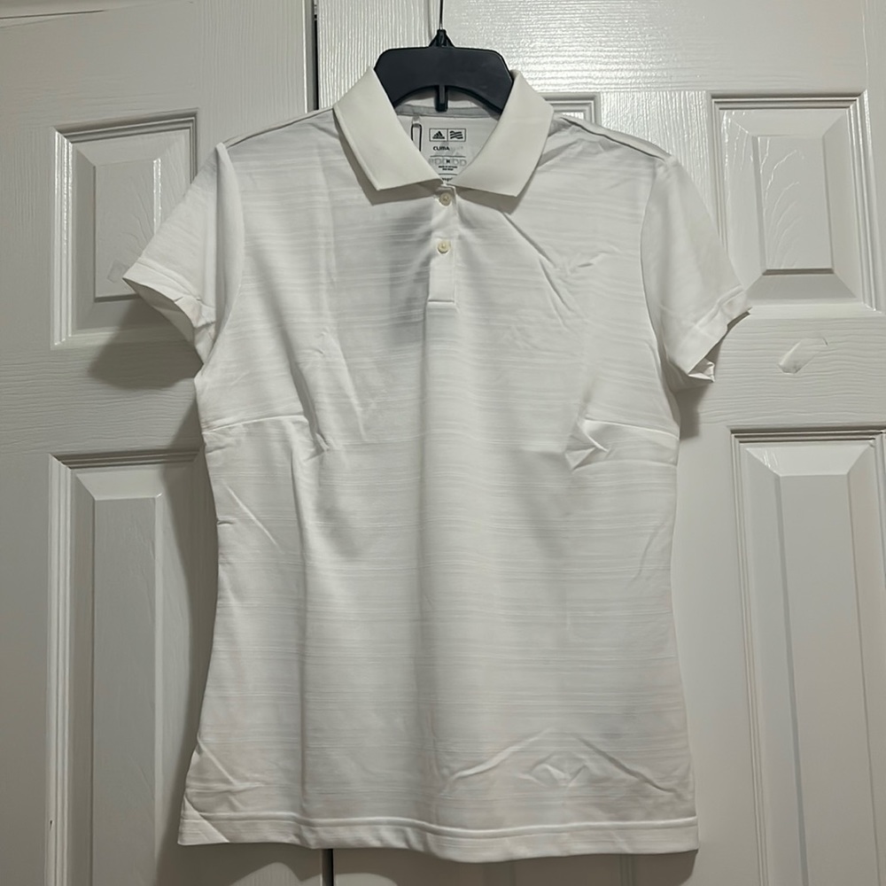 NWT white adidas climalite golf polo size M